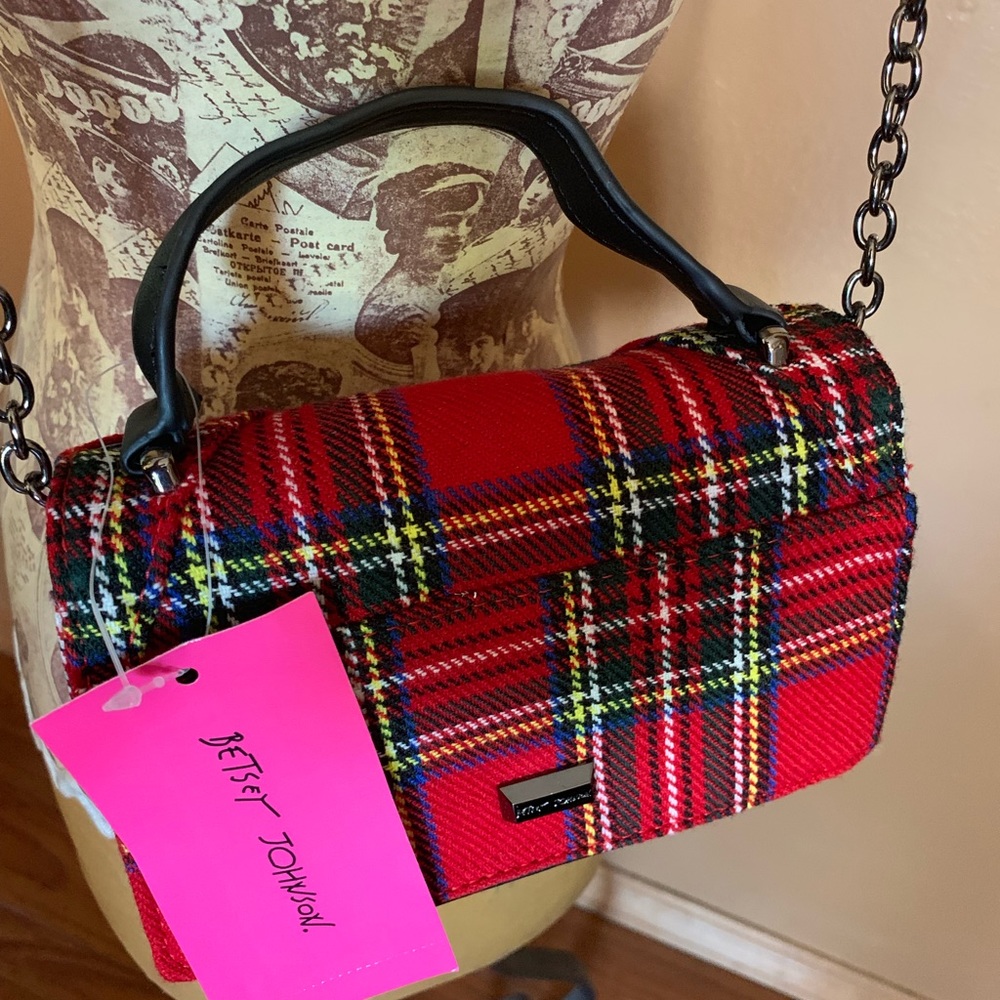 🌺SOLD🌺Betsey Johnson Mini Red Plaid Crossbody - Picture 3 of 8